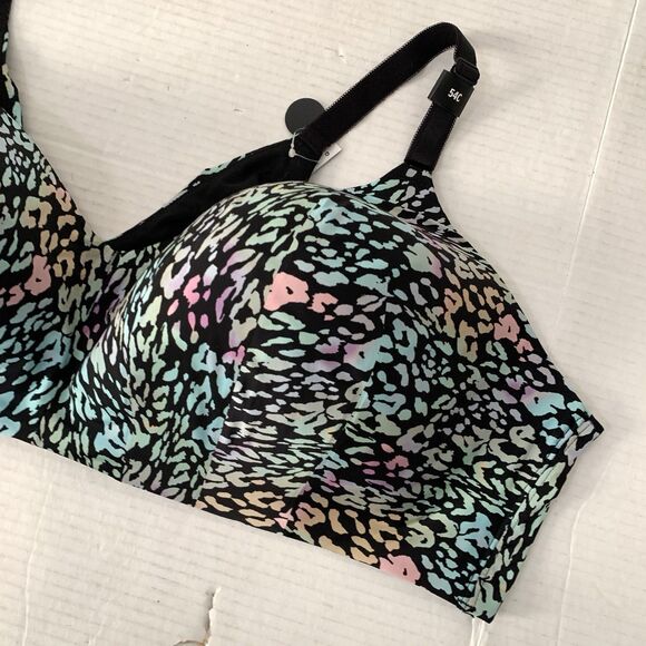 Torrid Curve 54 C Bra Wire Free Lightly Lined Everyday Black Rainbow Leopard NEW - Picture 3 of 7